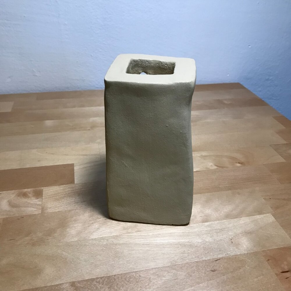 Handmade Studio Art Pottery Ceramic Natural Beige Decor Abstract Art Vase 5"H.
